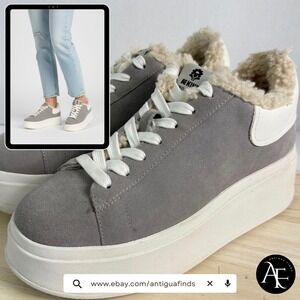 ASH Women's Platform Sneakers EU39 US9 Suede Leather Moby Be Kind Faux Fur Shoes